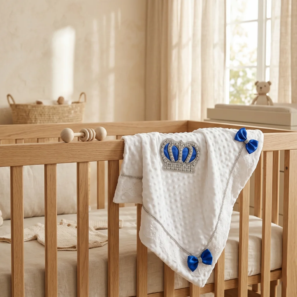 Elegant Prince Princess Baby Blanket Premium 3D Minky with Diamond Crown Lace Edge Baby Bedding
Elegant Prince Princess Baby Blanket Premium 3D Minky with Diamond Crown Lace Edge Baby Bedding