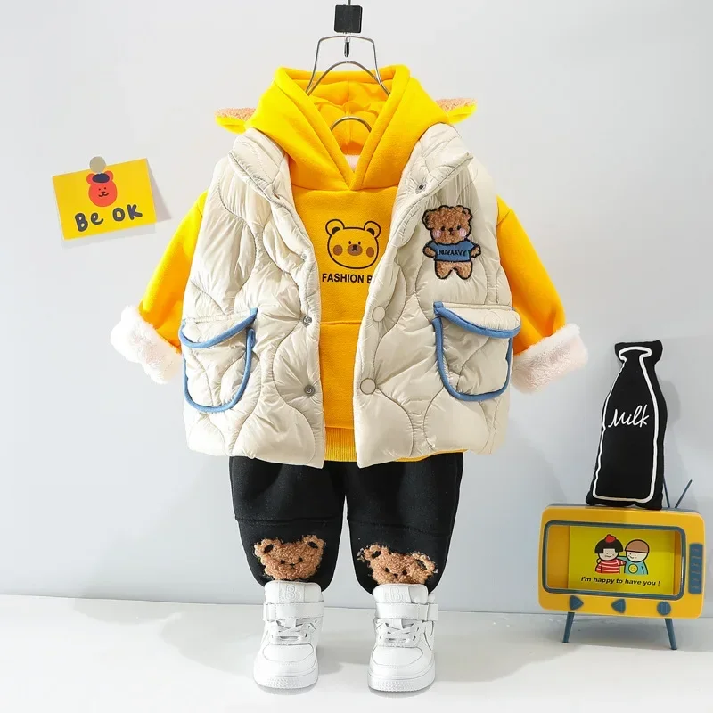 Boys' and Girls' Hooded Sweater Pants Three Piece Simple Casual Sportswear Autumn Baby Cartoon Bear Plush Long Sleeve Set
Boys' and Girls' Hooded Sweater Pants Three Piece Simple Casual Sportswear Autumn Baby Cartoon Bear Plush Long Sleeve Set
