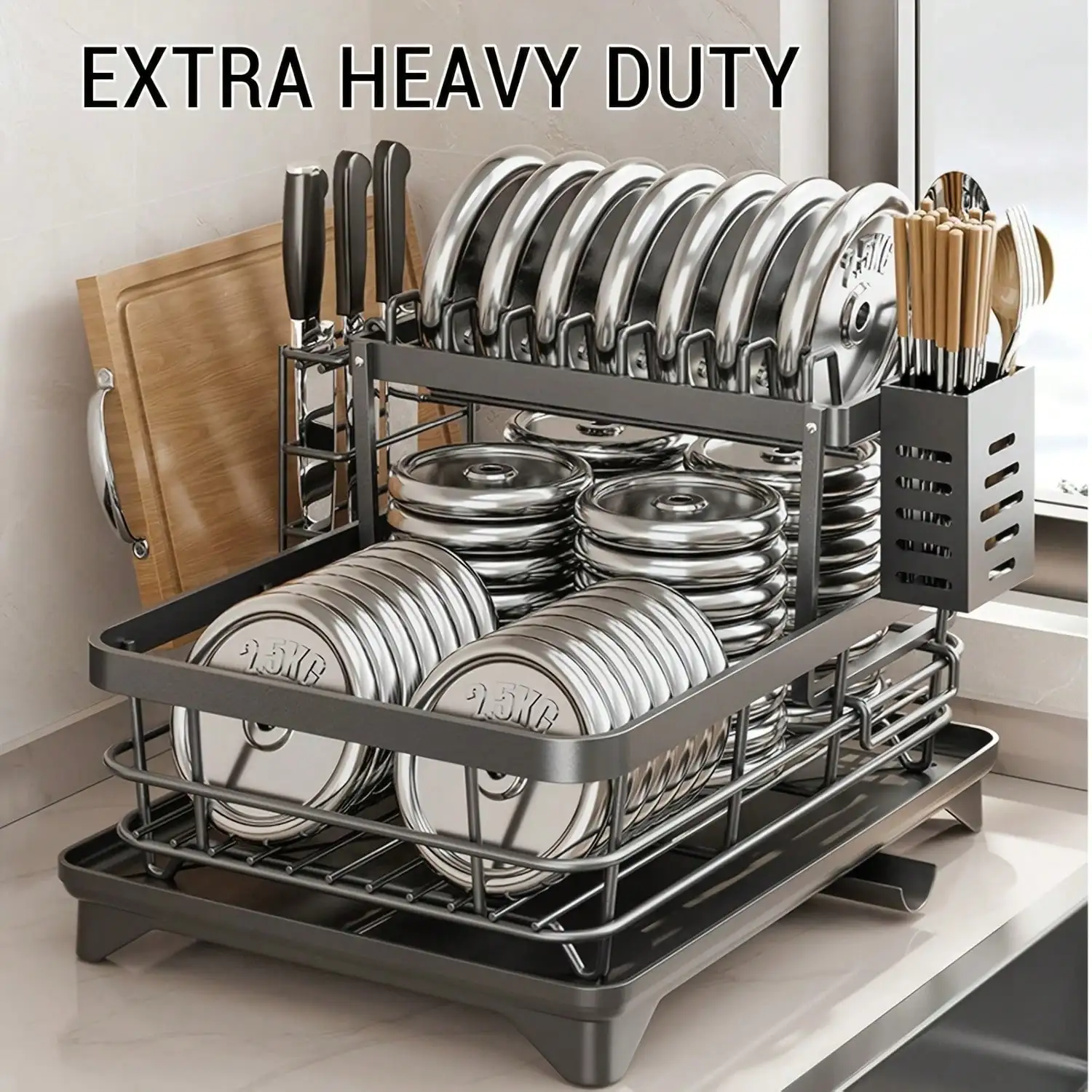 Large Dish Drainer With Pot Rack, Cup Rack, And Dish Rack For Iron Kitchen Counters And Sink Dish Racks - Large-Capacity Storage Rack With Draining Board, Dish Rack, And Cup Hooks
Large Dish Drainer With Pot Rack, Cup Rack, And Dish Rack For Iron Kitchen Counters And Sink Dish Racks - Large-Capacity Storage Rack With Draining Board, Dish Rack, And Cup Hooks