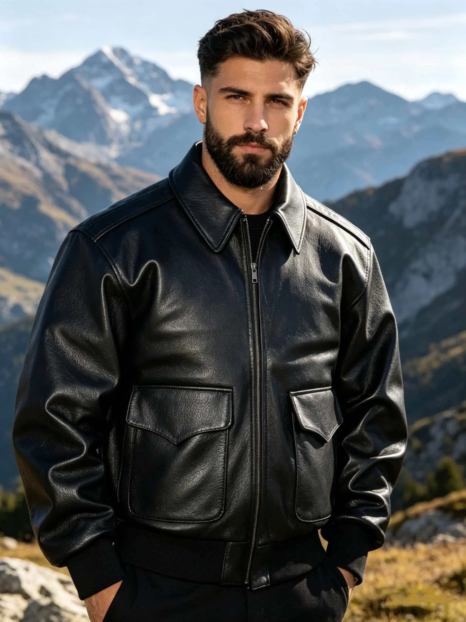 Black Winter Leather Jacket Men Military Style Europe Size Genuine Natural Thick Cowhide Turn-Down Collar A2 Flight Coat
Black Winter Leather Jacket Men Military Style Europe Size Genuine Natural Thick Cowhide Turn-Down Collar A2 Flight Coat