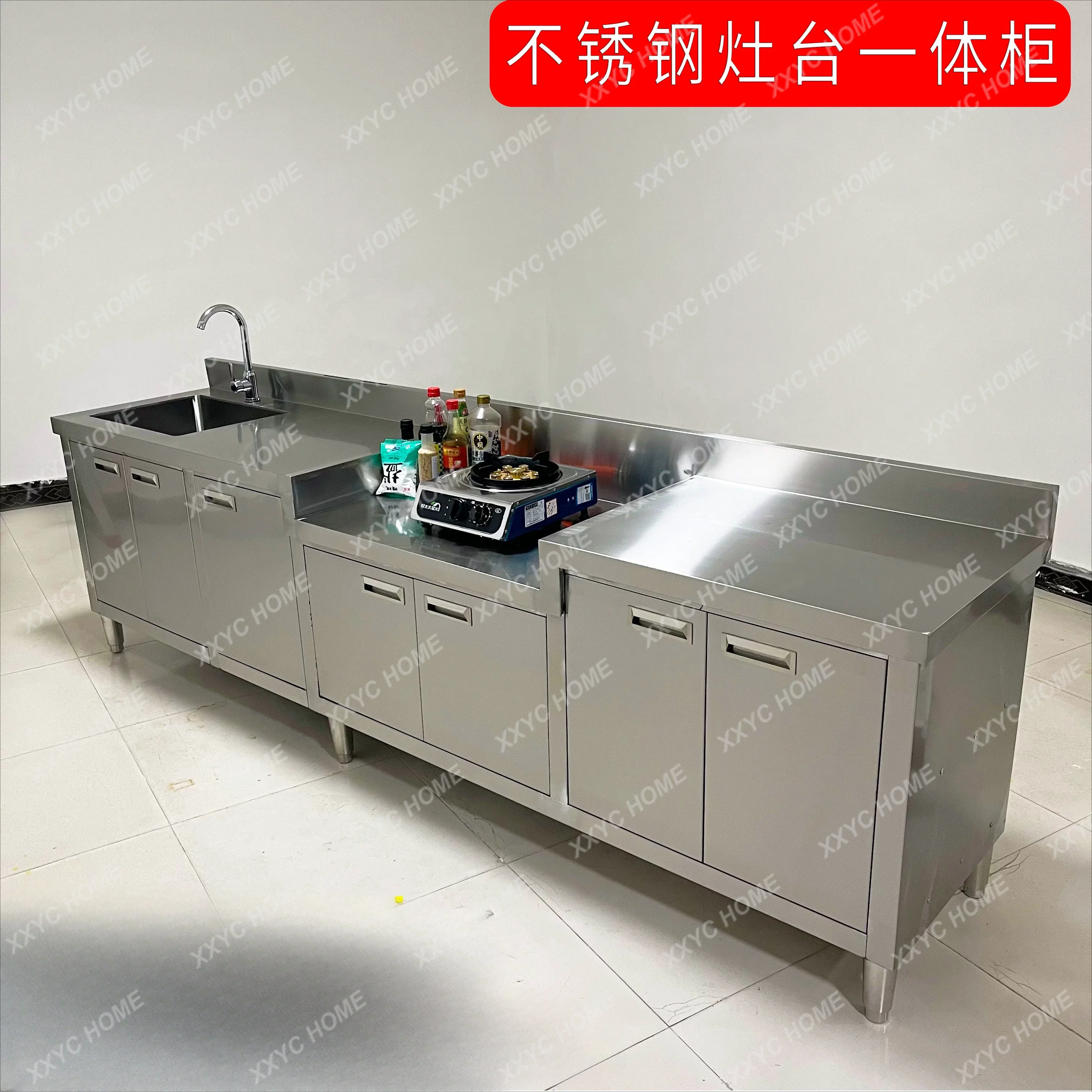 304 overall all stainless steel white steel kitchen cabinet simple stove integrated storage cupboard
304 overall all stainless steel white steel kitchen cabinet simple stove integrated storage cupboard