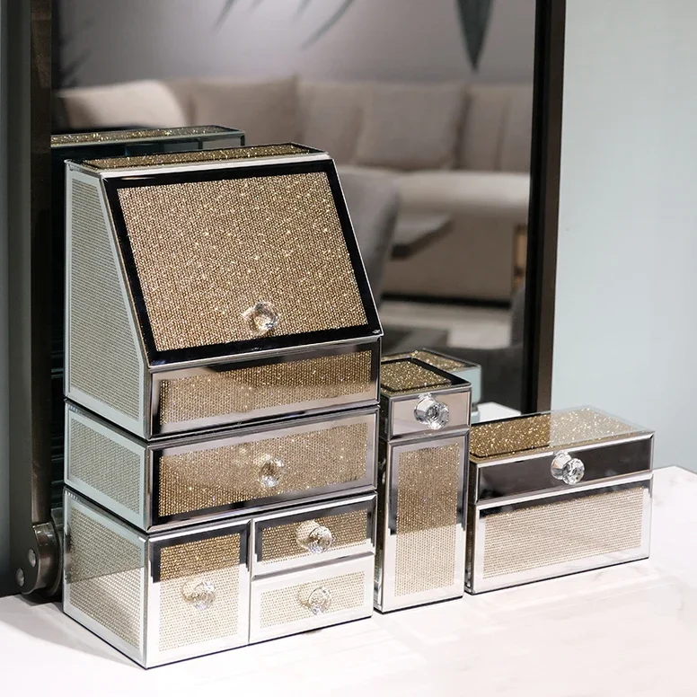 Cosmetics storage box, desktop dustproof, advanced sense, new high-end glass rack, large-capacity drawer finishing
Cosmetics storage box, desktop dustproof, advanced sense, new high-end glass rack, large-capacity drawer finishing