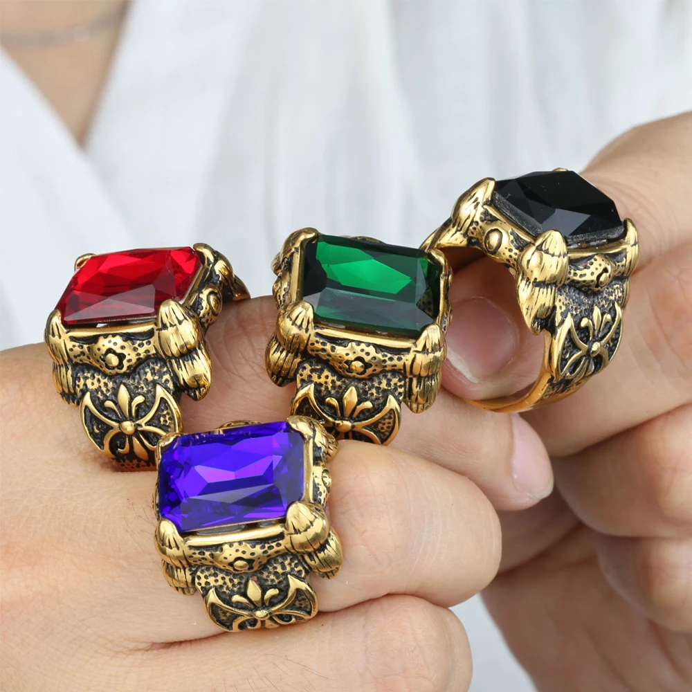 Punk Multicolor Stone Ring for Men Women Charm Personality Hip-hop Retro Stainless Steel Dragon Claw Ring Jewelry Party Gift
Punk Multicolor Stone Ring for Men Women Charm Personality Hip-hop Retro Stainless Steel Dragon Claw Ring Jewelry Party Gift