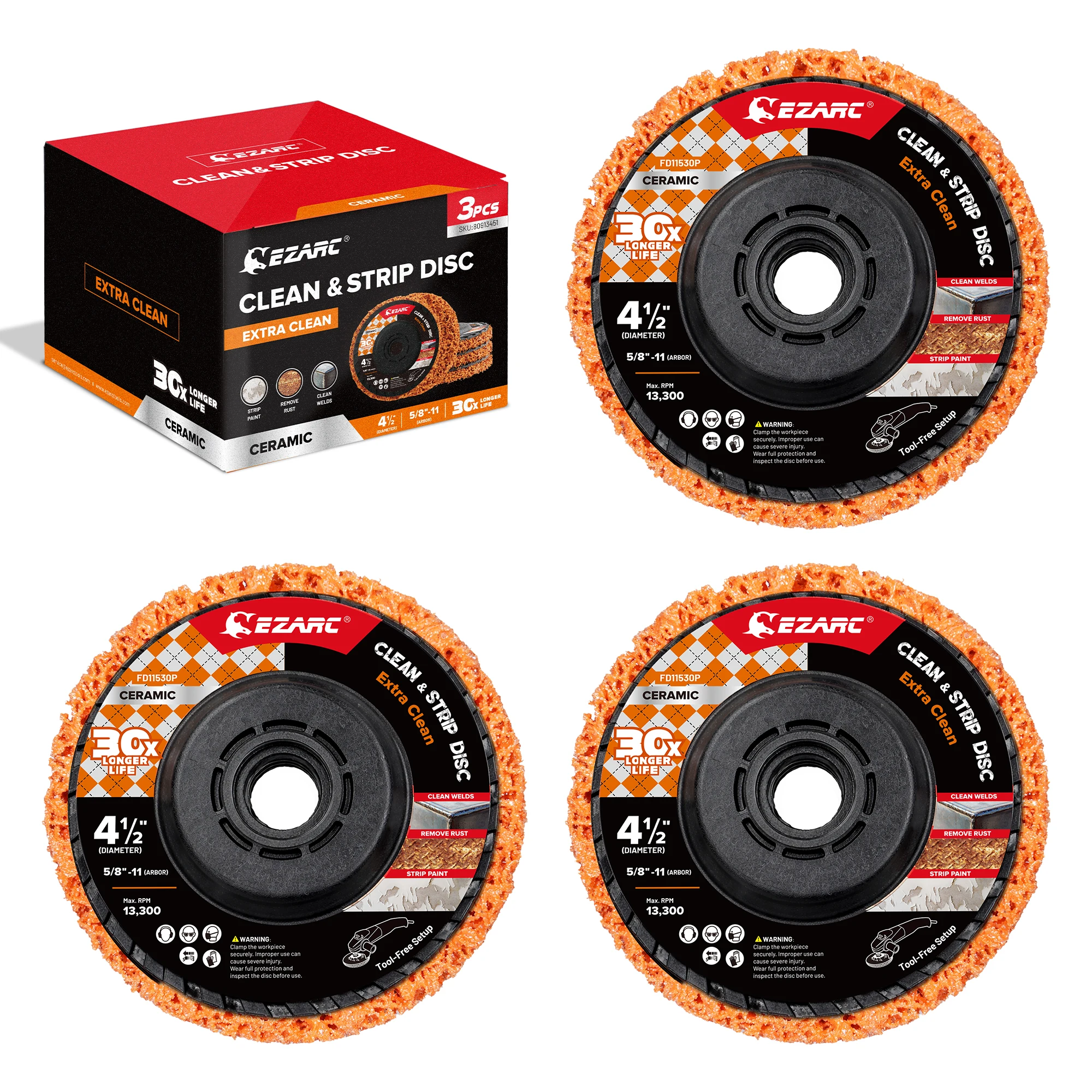 EZARC 4.5 Inch Paint Removal Wheel 3Pcs, Ceramic Abrasive Rust Stripper Wheel 7/8" Arbor for Angle Grinder Paint/Rust/Oxidation
EZARC 4.5 Inch Paint Removal Wheel 3Pcs, Ceramic Abrasive Rust Stripper Wheel 7/8" Arbor for Angle Grinder Paint/Rust/Oxidation