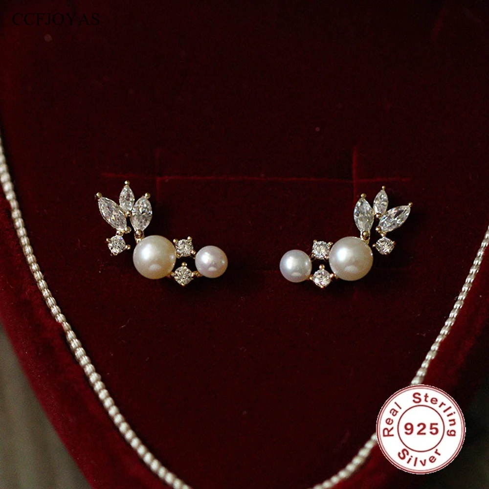 CCFJOYAS 100% 925 Sterling Silver Pearl Zircon Feather wings French Retro Earrings for Women Gold Silver color Wedding Jewelry
CCFJOYAS 100% 925 Sterling Silver Pearl Zircon Feather wings French Retro Earrings for Women Gold Silver color Wedding Jewelry
