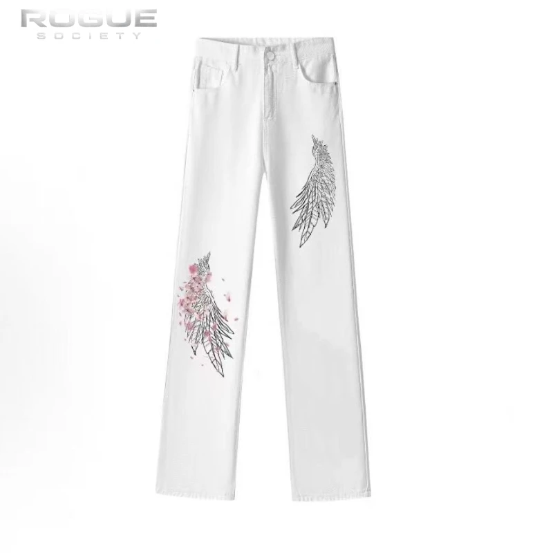 Retro Streetwear Angel Wing Print Unisex Jeans High Waist Loose Micro Flare Denim Pants Y2K Aesthetic Casual Harajuku Trousers
Retro Streetwear Angel Wing Print Unisex Jeans High Waist Loose Micro Flare Denim Pants Y2K Aesthetic Casual Harajuku Trousers