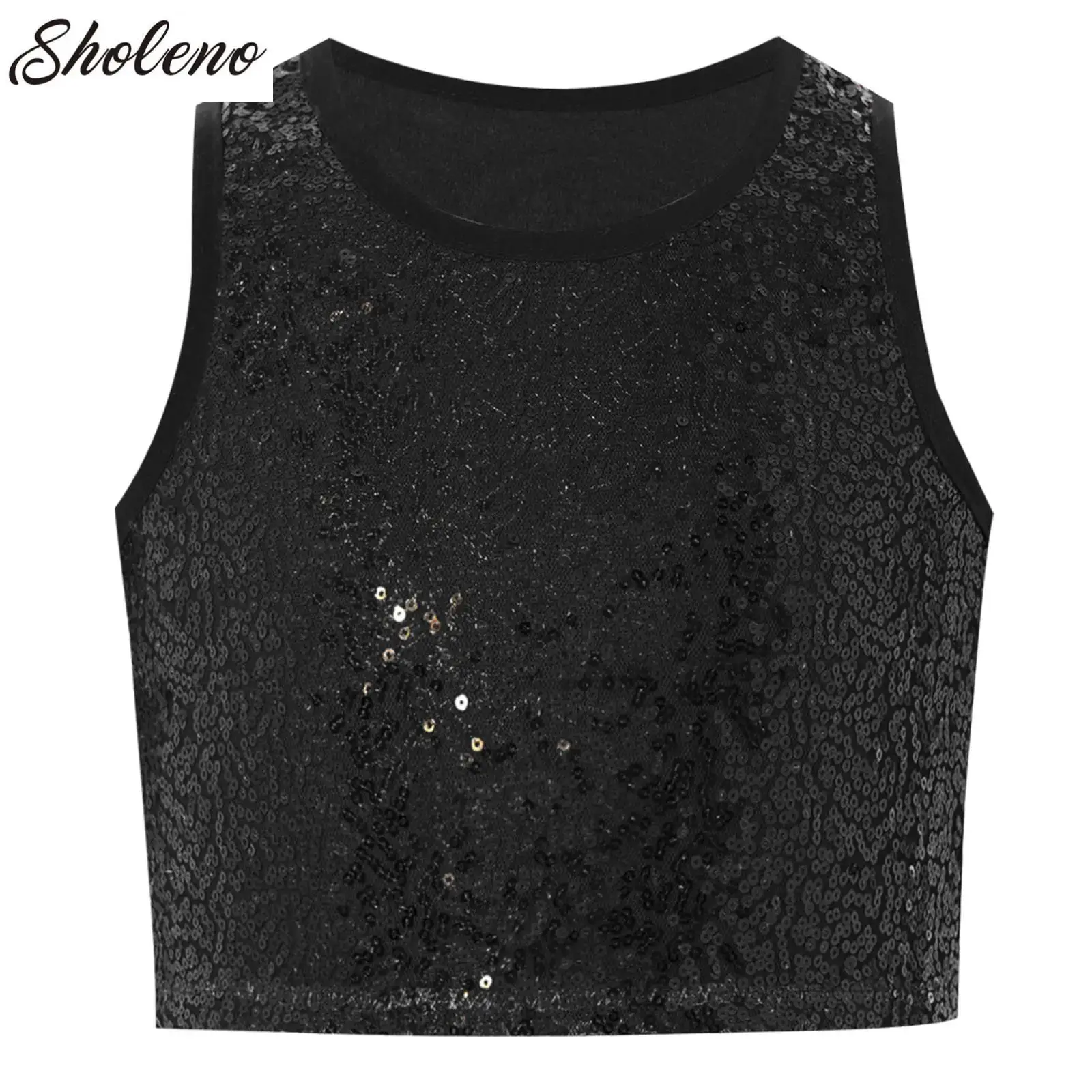 Sequins Tank Tops for Girl Children Metallic Sparkly Crop Top Musical Festival Rave Party Vests Dancewear Jazz Dance Costume
Sequins Tank Tops for Girl Children Metallic Sparkly Crop Top Musical Festival Rave Party Vests Dancewear Jazz Dance Costume