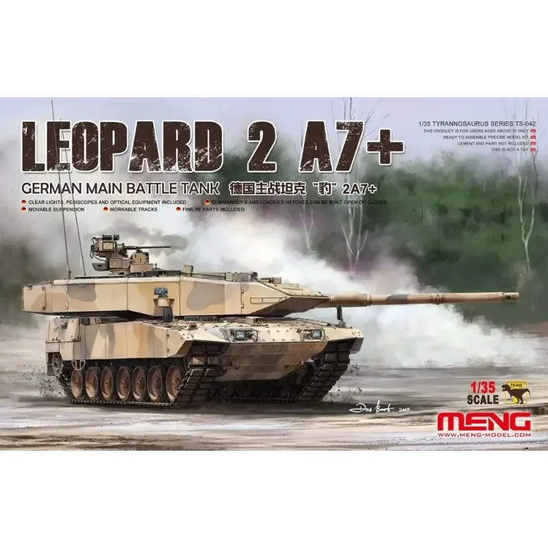 MENG Assembly Model Kit TS-042 1/35 German Modern Leopard 2A7+ Main Battle Tank Assembly plastics model kit
MENG Assembly Model Kit TS-042 1/35 German Modern Leopard 2A7+ Main Battle Tank Assembly plastics model kit