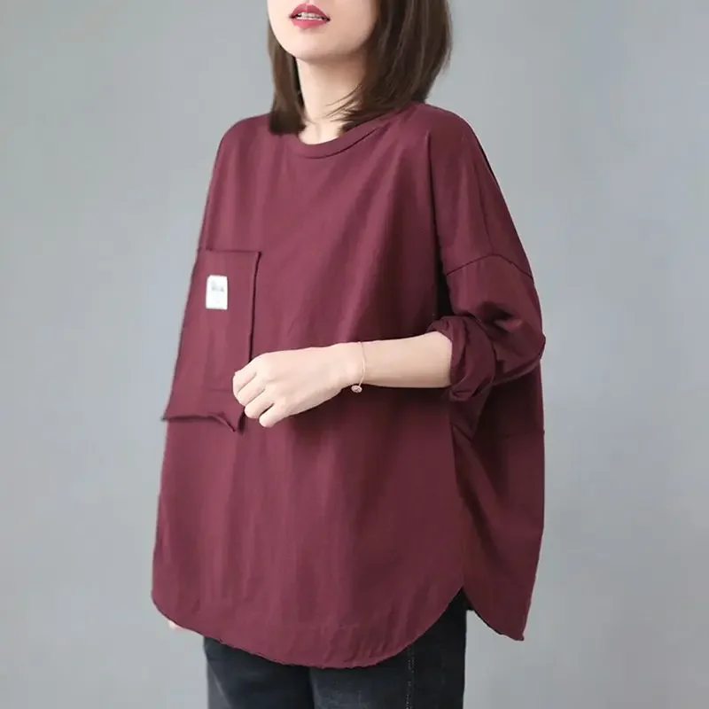 T Shirts Korean Casual Loose Spring New Long Sleeve Pocket Patchwork Simplicity Tops Tees Vintage Fashion Women Clothing E6527
T Shirts Korean Casual Loose Spring New Long Sleeve Pocket Patchwork Simplicity Tops Tees Vintage Fashion Women Clothing E6527