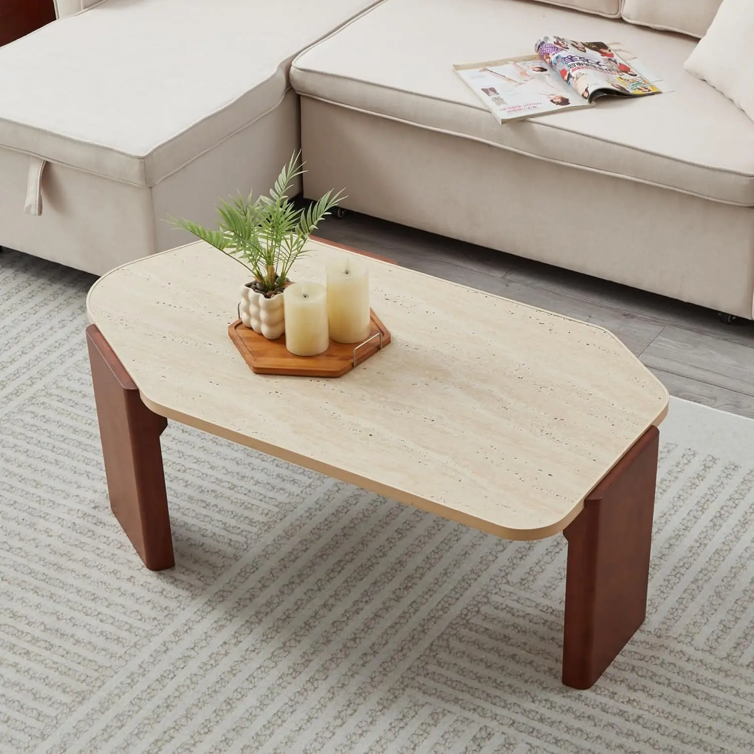 Современный журнальный столик из травертина, креативный журнальный столик из камня и массива дерева, современный дизайн с текстурой травертина, прочный, на заказ
Современный журнальный столик из травертина, креативный журнальный столик из камня и массива дерева, современный дизайн с текстурой травертина, прочный, на заказ