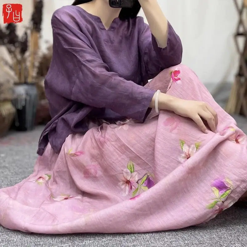 Women's Ethnic Sle Flax Print f Skirt Loose Elastic Waist Loose Hips Long A-Line Skirt Commute High Waist Floral Pattern
Women's Ethnic Sle Flax Print f Skirt Loose Elastic Waist Loose Hips Long A-Line Skirt Commute High Waist Floral Pattern