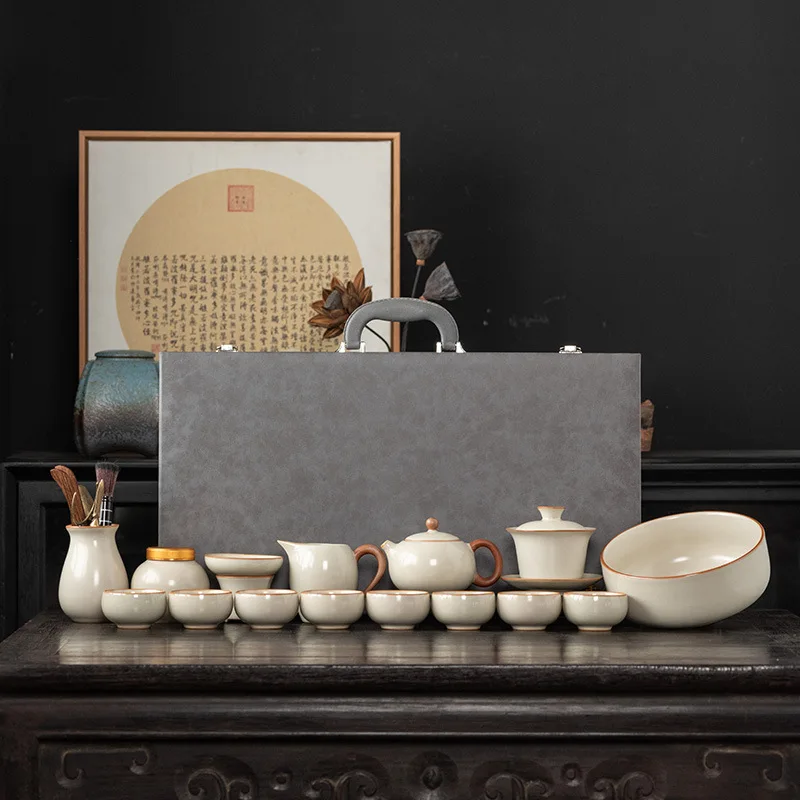 Бежевый чайный сервиз кунг-фу, бытовой керамический чайник, чайник, бизнес, полный набор подарков, чайный сервиз 
Бежевый чайный сервиз кунг-фу, бытовой керамический чайник, чайник, бизнес, полный набор подарков, чайный сервиз
