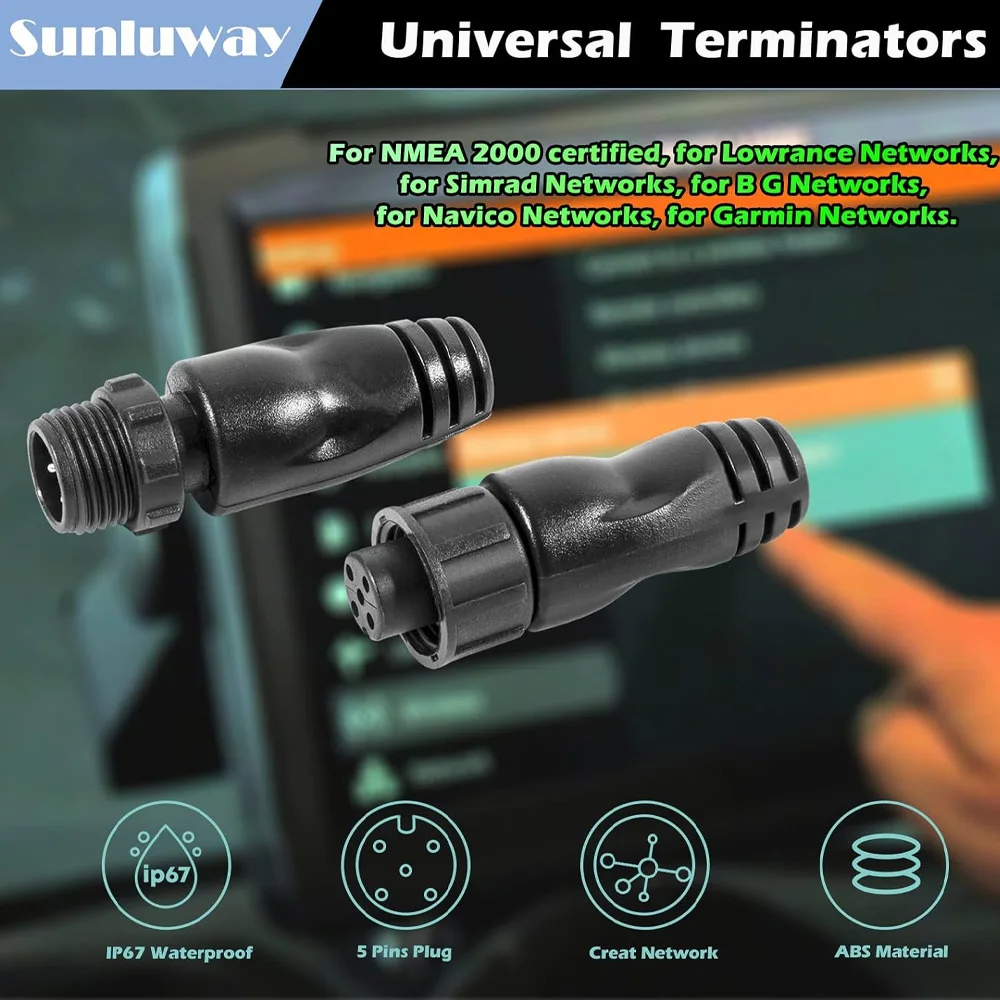 Male/Female Terminators for NMEA 2000(N2k)Network Compatible with Lowrance Simrad B&G Navico Garmin Networks for M12 5Pin IP67
Male/Female Terminators for NMEA 2000(N2k)Network Compatible with Lowrance Simrad B&G Navico Garmin Networks for M12 5Pin IP67