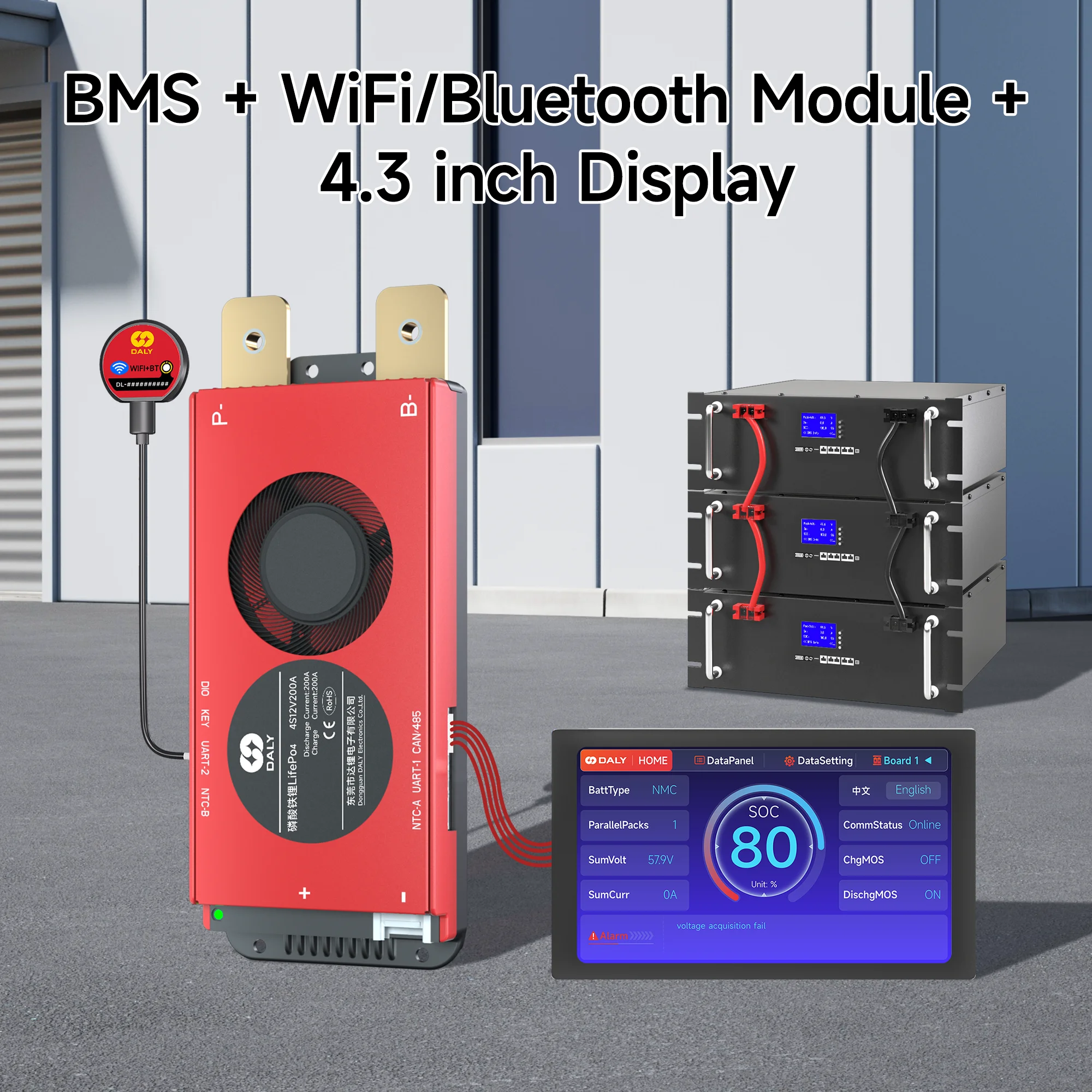 DALYBMS LifePo4 200A with WIFI CAN LCD Display 24V 48V Lifepo4 Battery for Home Storage Battery Inverter
DALYBMS LifePo4 200A with WIFI CAN LCD Display 24V 48V Lifepo4 Battery for Home Storage Battery Inverter