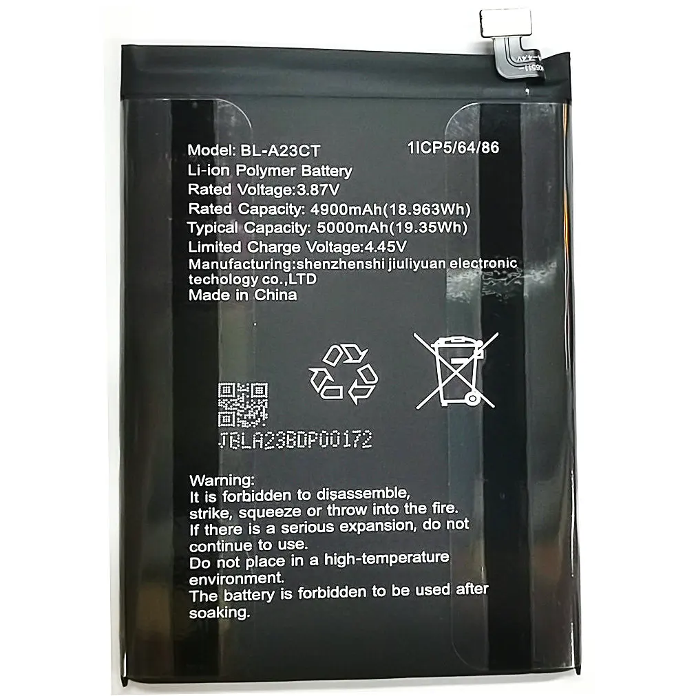 3.87V 5000mAh BL-A23CT Replacement Li-ion Polymer Mobile Phone Battery 1ICP5/64/86
3.87V 5000mAh BL-A23CT Replacement Li-ion Polymer Mobile Phone Battery 1ICP5/64/86