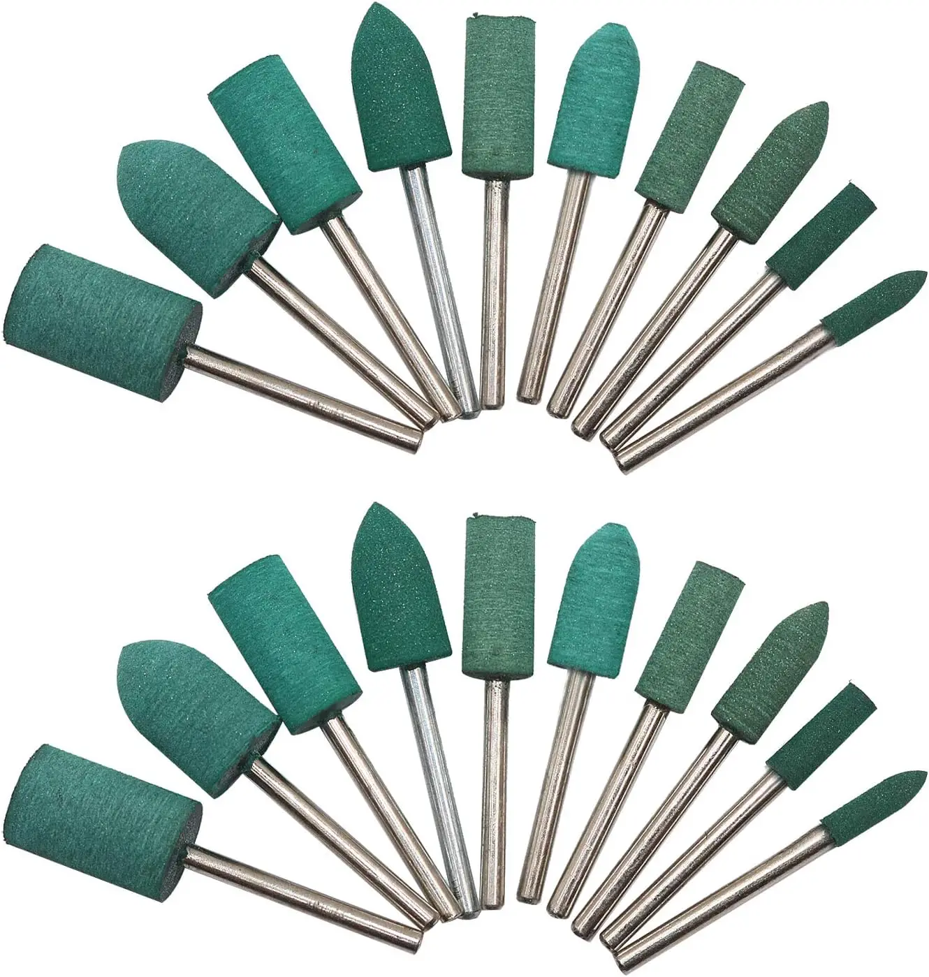 Rubber Polishing Bits 20 Pcs Rotary Tool Accessories with 3mm Mandrel for Metal Glass Stone
Rubber Polishing Bits 20 Pcs Rotary Tool Accessories with 3mm Mandrel for Metal Glass Stone