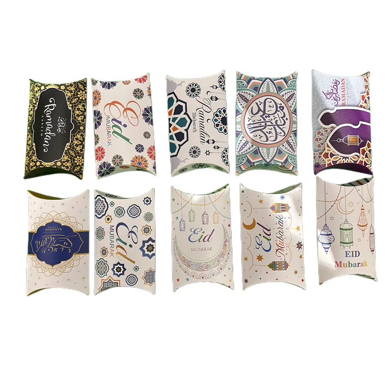 Ramadan Decoration 2023 EID Pillow Shape Candy Box Paper Gift Boxes Packaging for Eid Mu Barak Party Favors
Ramadan Decoration 2023 EID Pillow Shape Candy Box Paper Gift Boxes Packaging for Eid Mu Barak Party Favors