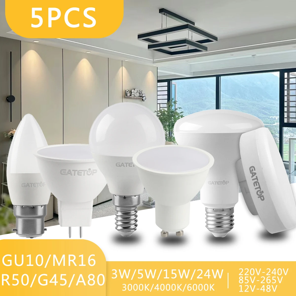 5PCS LED Bulb E27 E14 B22 AC220-240V 5W 9W 18W 24W Energy Saving LED Bulbs MR16 GX53 GU10 Lighting LED The bedroom No flicker
5PCS LED Bulb E27 E14 B22 AC220-240V 5W 9W 18W 24W Energy Saving LED Bulbs MR16 GX53 GU10 Lighting LED The bedroom No flicker