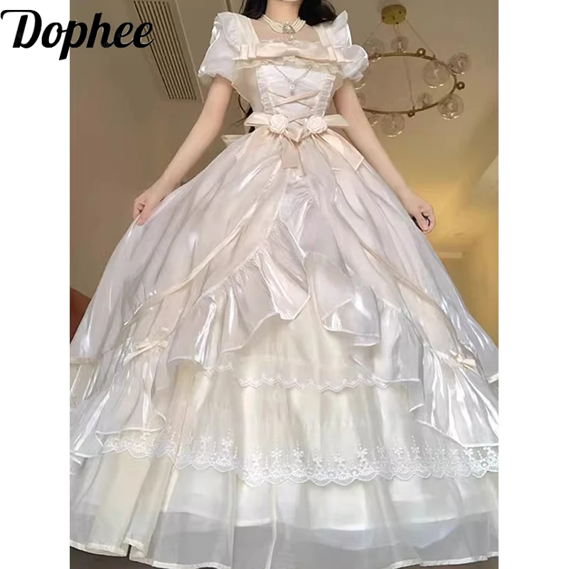 Dophee Original Lolita Flower Wedding Evening Dress Women Champagne Color Princess Dress Elegant Short Sleeve Bride's Dress
Dophee Original Lolita Flower Wedding Evening Dress Women Champagne Color Princess Dress Elegant Short Sleeve Bride's Dress