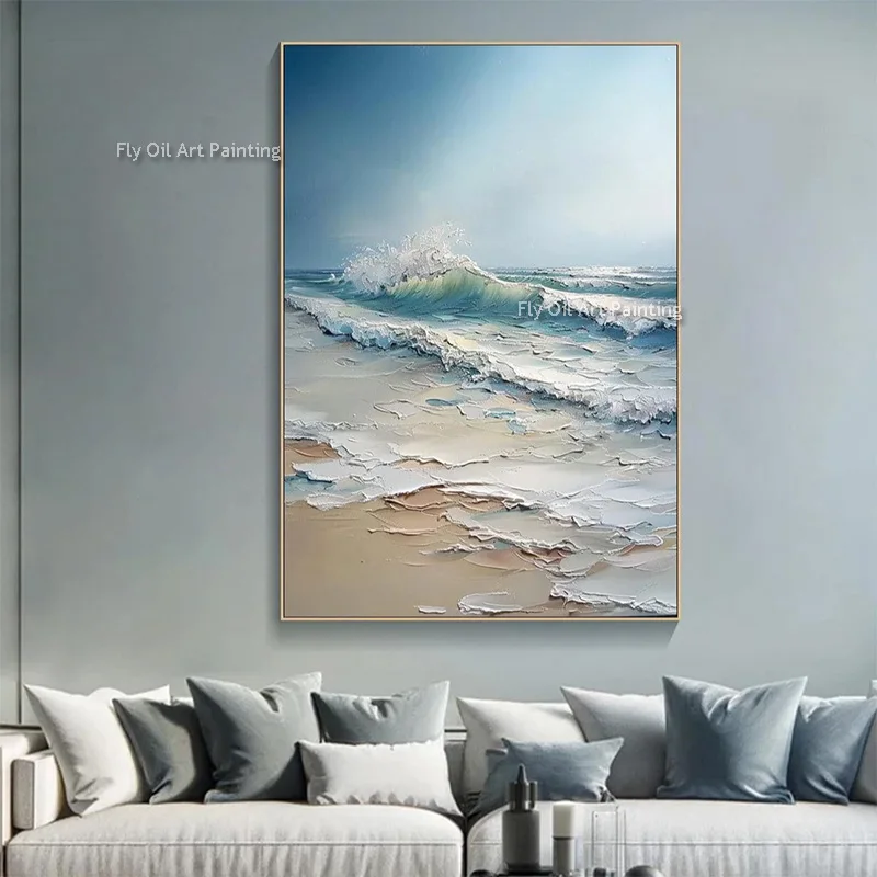Большая картина маслом ручной работы «Океанская волна» на холсте, 3D-текстура, пляжный морской пейзаж, настенное искусство, современный абстрактный постер для гостиной
Большая картина маслом ручной работы «Океанская волна» на холсте, 3D-текстура, пляжный морской пейзаж, настенное искусство, современный абстрактный постер для гостиной