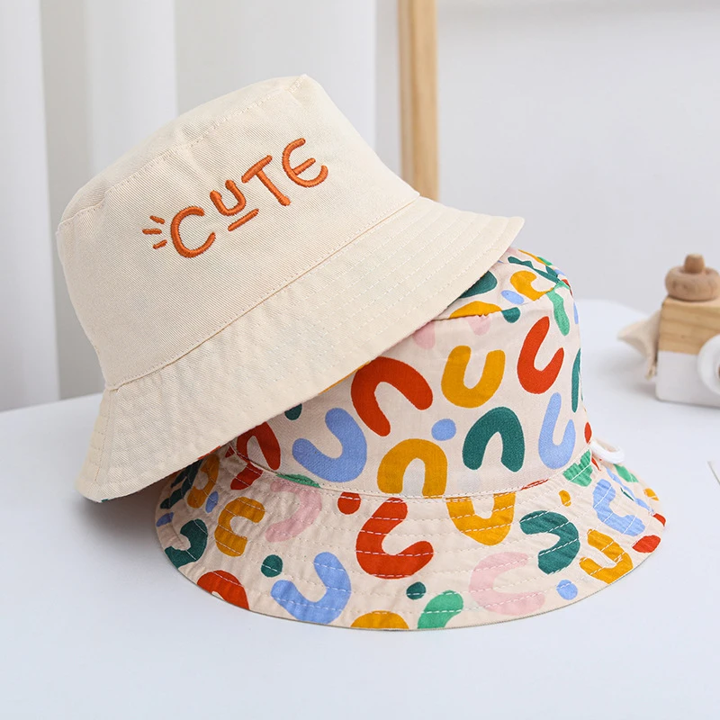 Spring Double Sided Bucket Hat With String for kids Cute Letter Embroidered Fisherman's Cap Outdoor Cutton Sun Hats Boy and Girl
Spring Double Sided Bucket Hat With String for kids Cute Letter Embroidered Fisherman's Cap Outdoor Cutton Sun Hats Boy and Girl