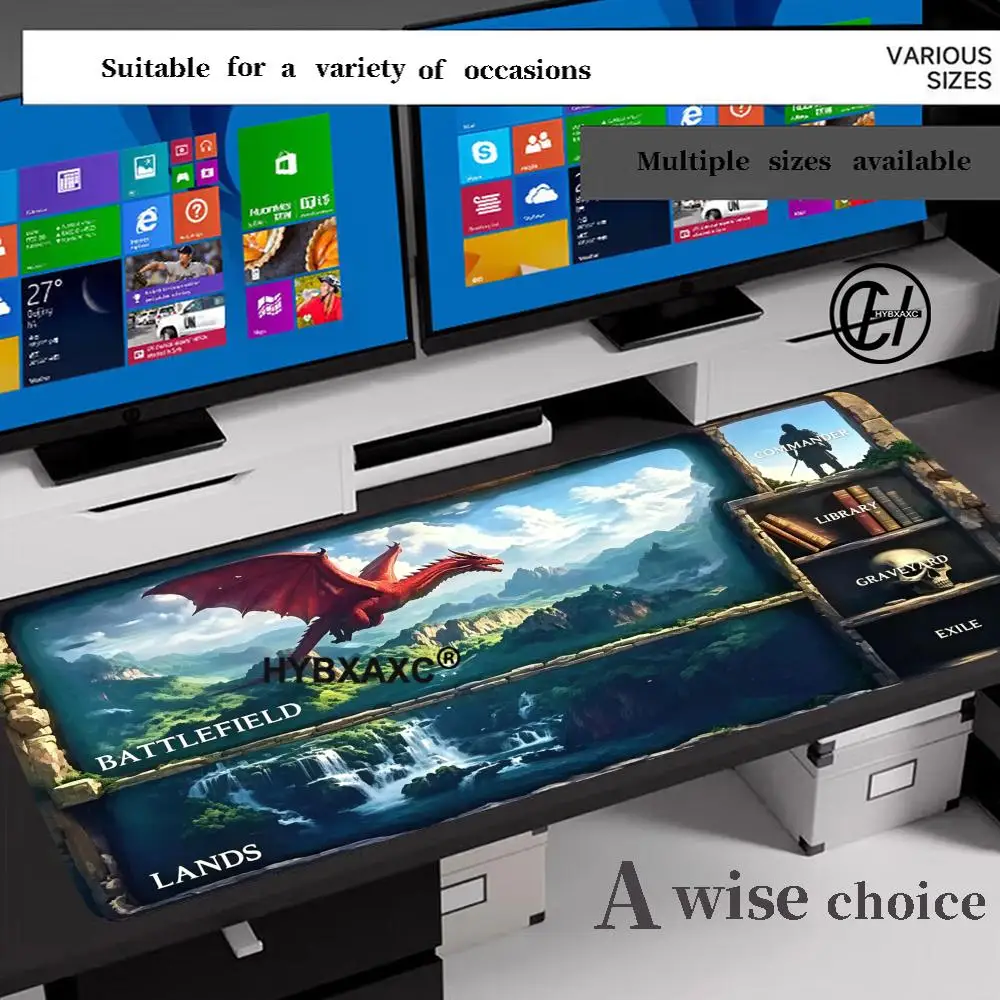 Flying Dragon Castle Wall Design Mouse Pad Computer Offices Mousepad Anti-slip Rubber Playmat for MTG DTCG CCG RPG Trading Rug