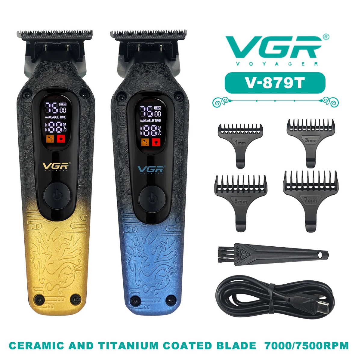 VGR V-879T Мужская машинка для стрижки волос DLC Blade T-Blade 7500 об/мин светодиодный дисплей 1500 мАч триммер для волос профессиональная финишная машина
VGR V-879T Мужская машинка для стрижки волос DLC Blade T-Blade 7500 об/мин светодиодный дисплей 1500 мАч триммер для волос профессиональная финишная машина