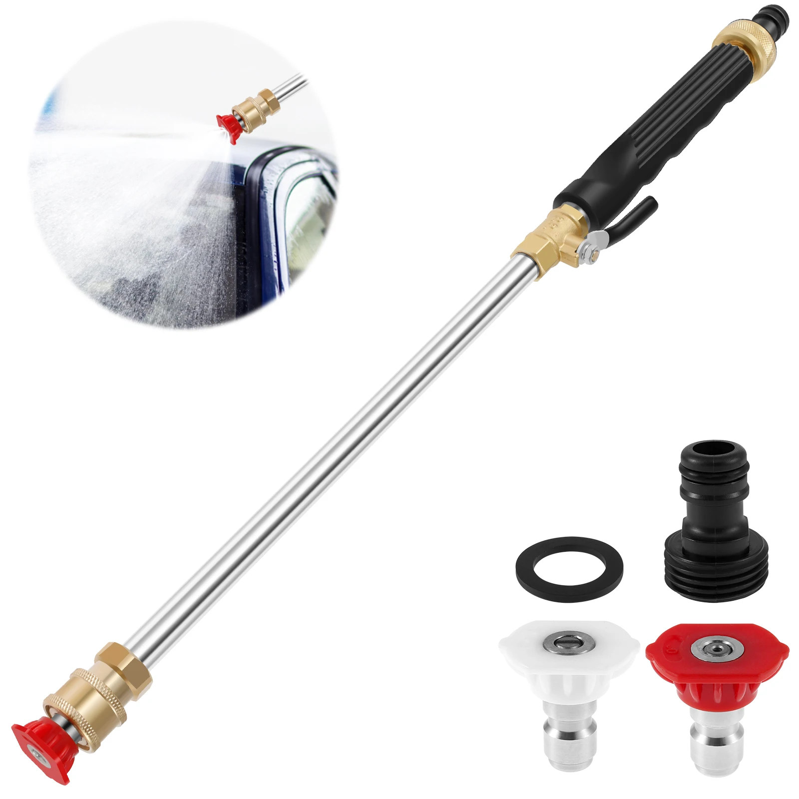 High Pressure Power Washer Wand Water Gun Car Washer Hydro Jet Water Hose Nozzle Watering Sprayer Cleaning Tool For Patio Car
High Pressure Power Washer Wand Water Gun Car Washer Hydro Jet Water Hose Nozzle Watering Sprayer Cleaning Tool For Patio Car