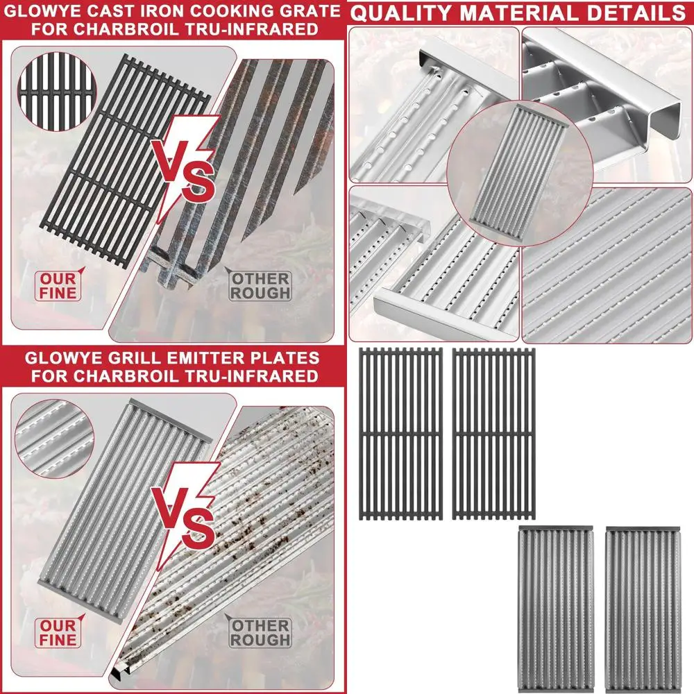 Replacement Gas Grill Emitter Plates and Cooking Grates for TRU-Infrared Models 463620, 463675016, 463642316, 466642416, 4632455
Replacement Gas Grill Emitter Plates and Cooking Grates for TRU-Infrared Models 463620, 463675016, 463642316, 466642416, 4632455