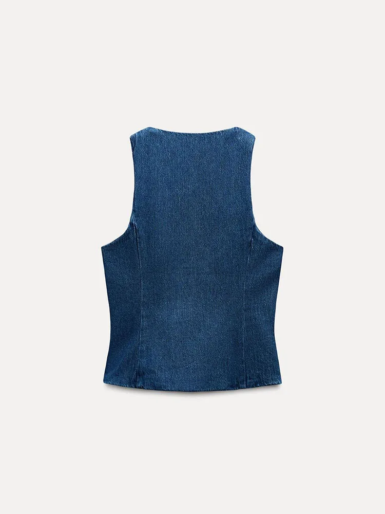 New Autumn Women's Versatile Single Button Denim Vest Svel round Ne No Button Decorative Commute Sle 2024
New Autumn Women's Versatile Single Button Denim Vest Svel round Ne No Button Decorative Commute Sle 2024
