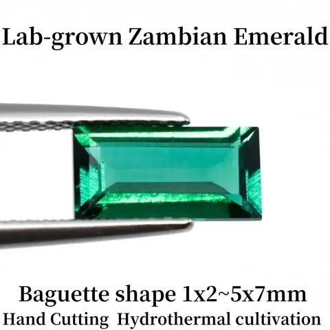 Lab Grown Zambian Emerald Hydrothermal Hand Cutting Rectangle Shape Baguette cut Loose Green Gemstone Beads for Bracelet Pendant