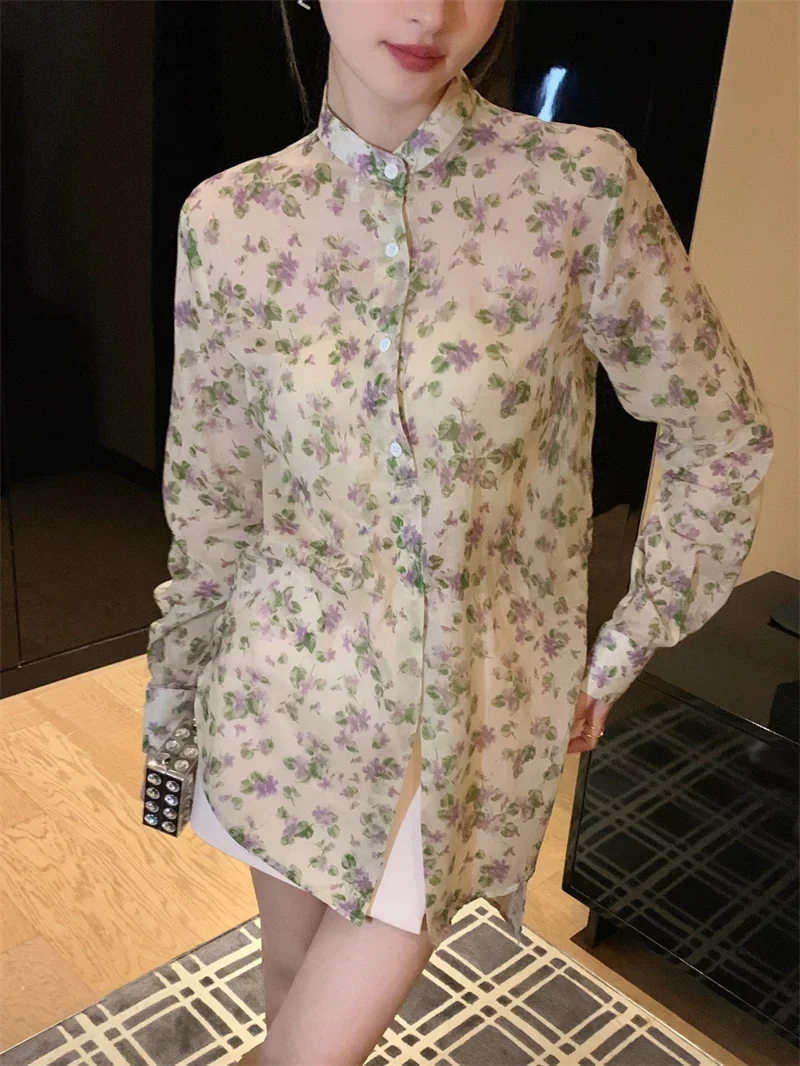 Women Lightweight Silk Cotton Shirt Round Neck Single Breasted Female 2024 Spring Mid-length Blouse
Women Lightweight Silk Cotton Shirt Round Neck Single Breasted Female 2024 Spring Mid-length Blouse