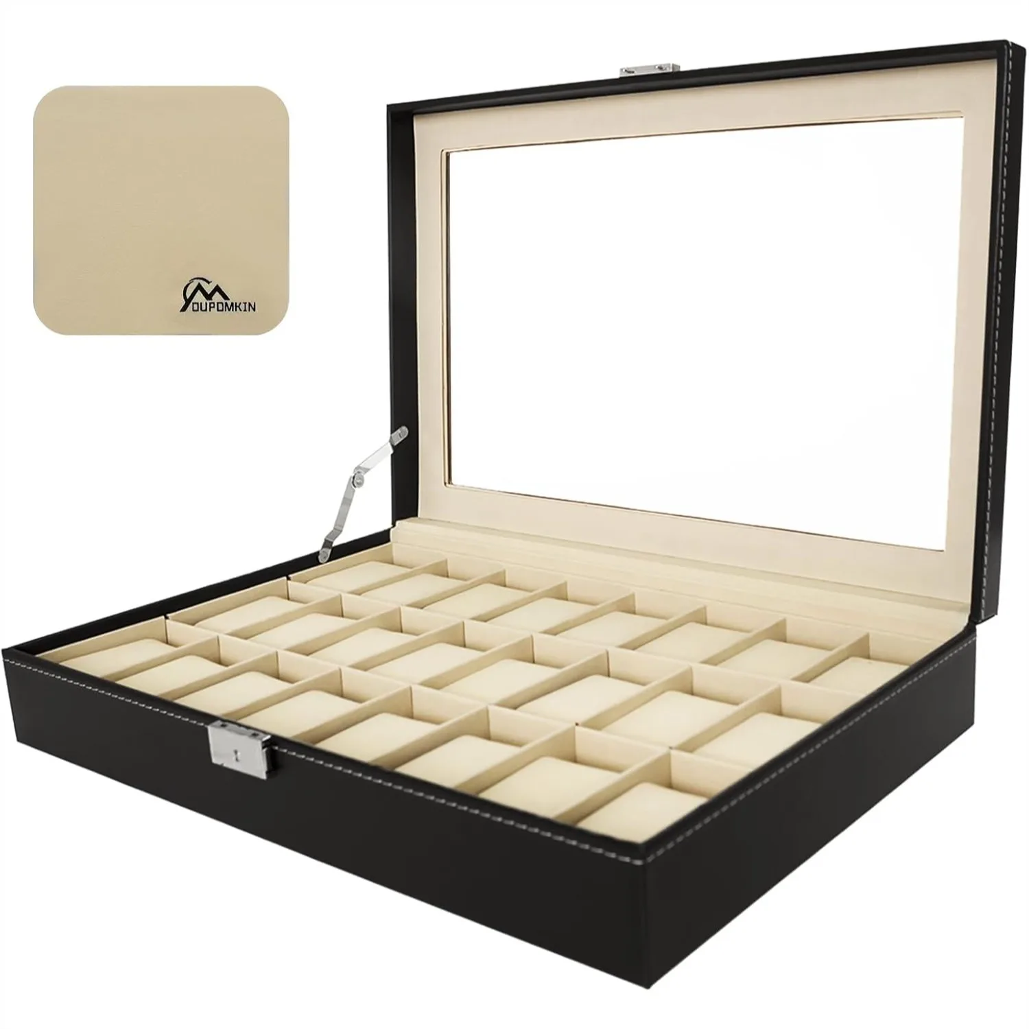 Watch Box 24 Slot, Elegant PU Leather Watch Display Case with Removable Pillows for Men Women
Watch Box 24 Slot, Elegant PU Leather Watch Display Case with Removable Pillows for Men Women