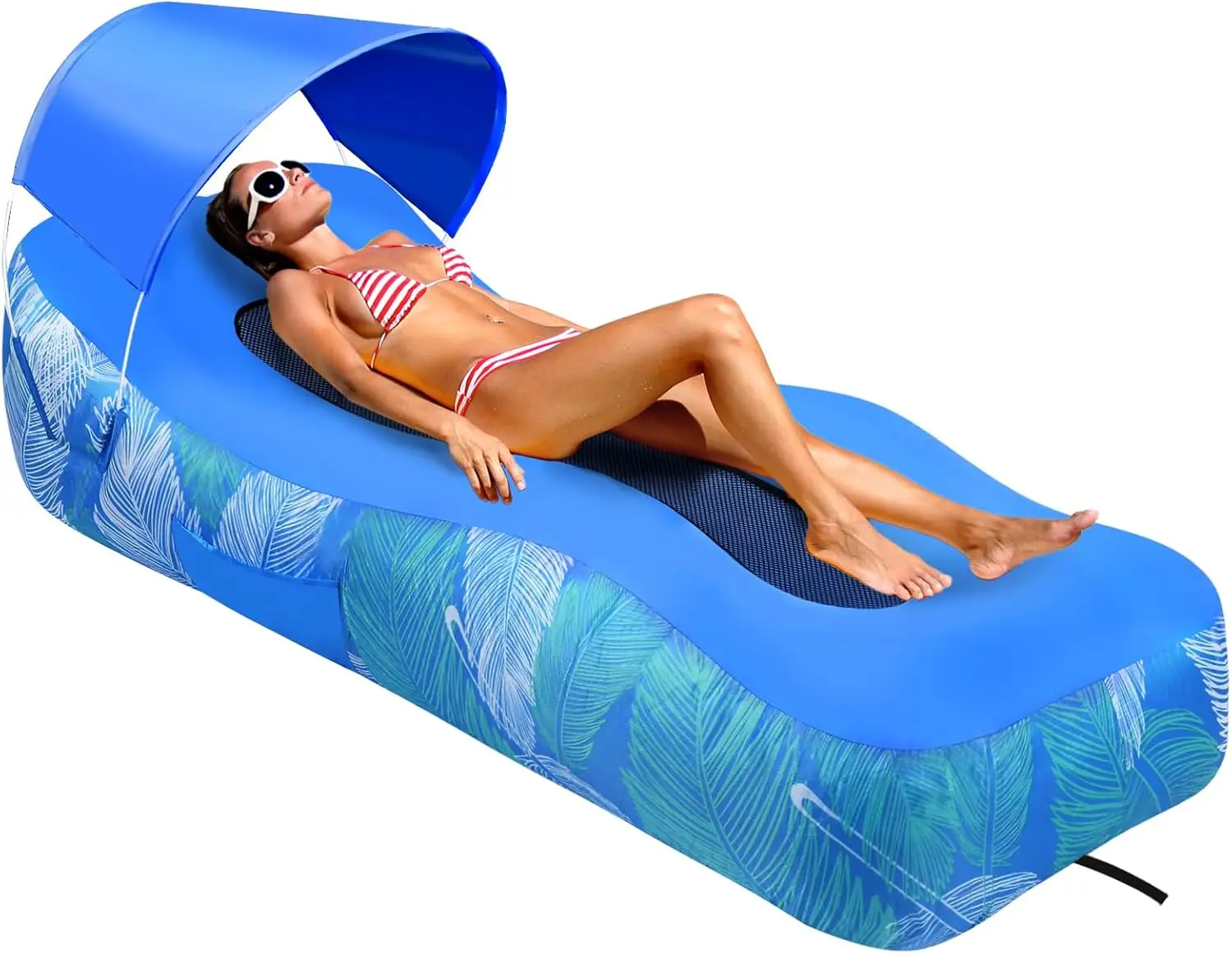 The detachable sunshade inflatable lounge chair, beach chair and pillow are designed to be waterproof and airtight
The detachable sunshade inflatable lounge chair, beach chair and pillow are designed to be waterproof and airtight