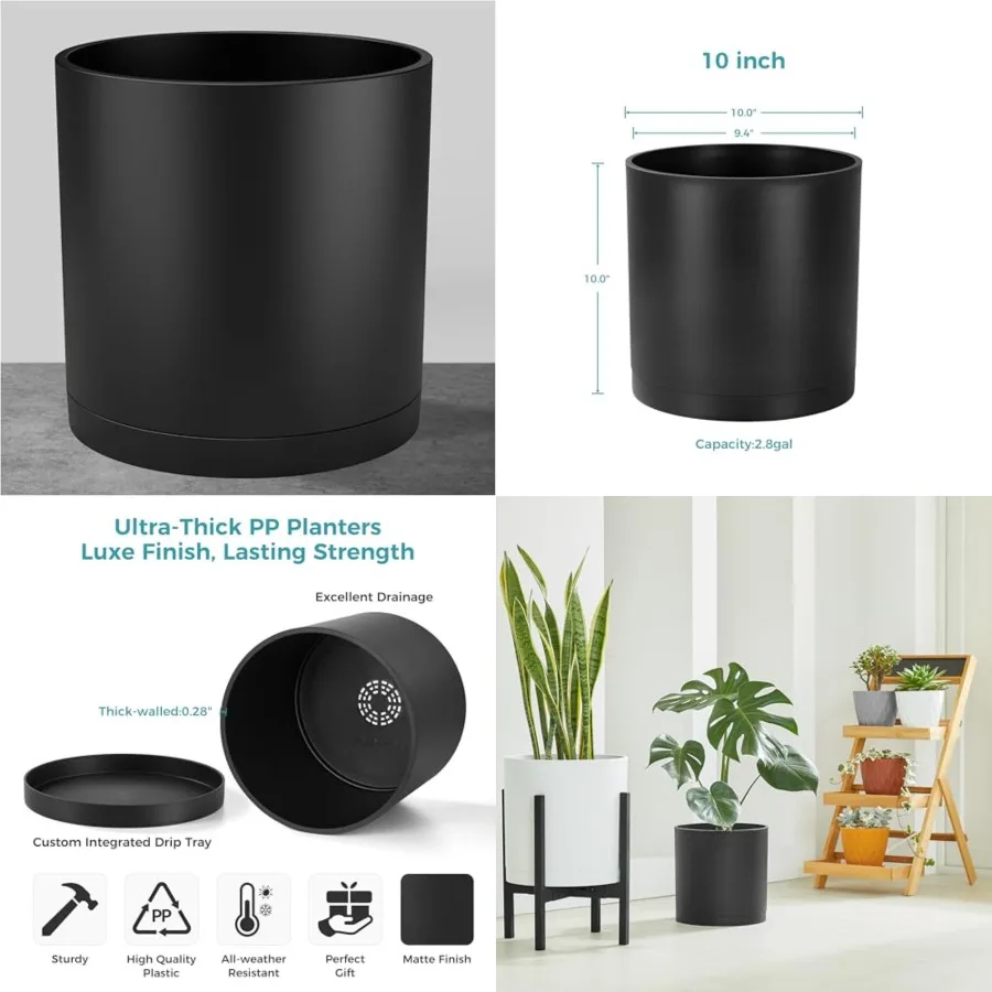 Modern Cylinder Planter, Thick-Walled Plastic Plant Pot with Draage Holes and Detachable Saucer,,Ideal for door and Outdoor Pla
Modern Cylinder Planter, Thick-Walled Plastic Plant Pot with Draage Holes and Detachable Saucer,,Ideal for door and Outdoor Pla