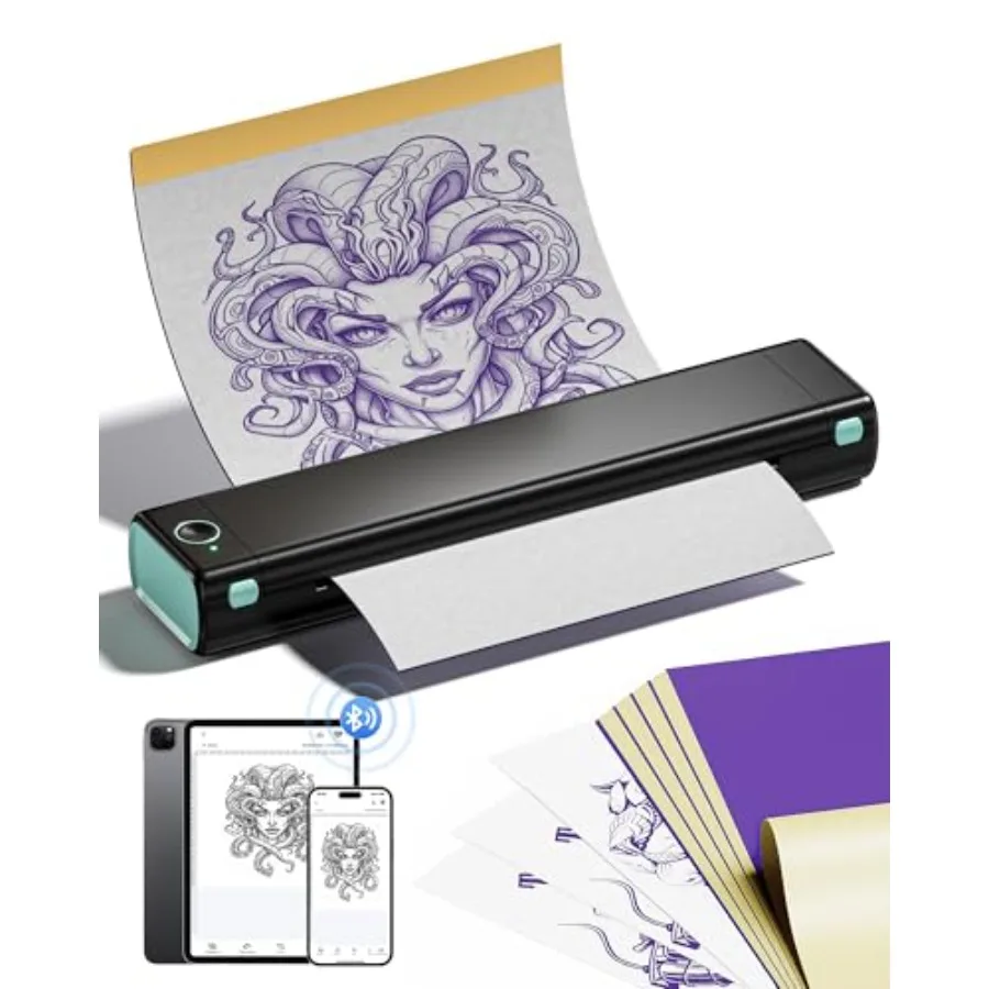 M08F Wireless Tattoo Stencil-Printer - Tattoo Transfer Machine Thermal Copier with 10pcs Transfer Paper, Bluetooth Stencil Prin
M08F Wireless Tattoo Stencil-Printer - Tattoo Transfer Machine Thermal Copier with 10pcs Transfer Paper, Bluetooth Stencil Prin
