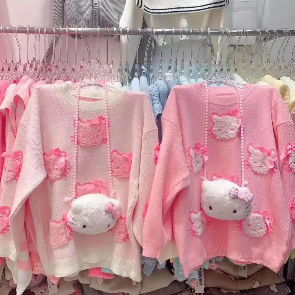 Женский кардиган с рисунком Hello Kitty Kawaii, свитер Sanrioed, осенние вязаные топы в стиле аниме, милые, милые, студенческие, для отдыха, свободные, мягкие
Женский кардиган с рисунком Hello Kitty Kawaii, свитер Sanrioed, осенние вязаные топы в стиле аниме, милые, милые, студенческие, для отдыха, свободные, мягкие
