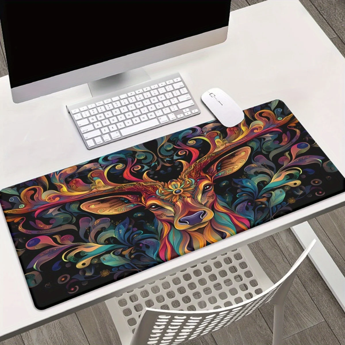 Ornate Deer Design Extra Large Desk Mat Non-Slip Rubber Base Gaming Mouse Pad Office