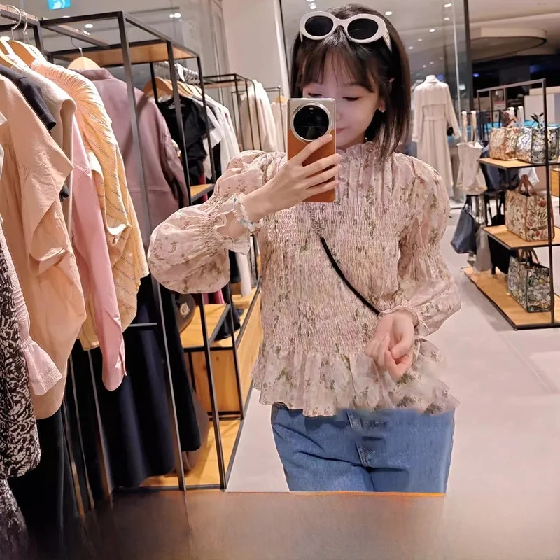 Sweet Commuter Floral Print Shirt Elastic Pleated Versatile Top Korean Style Long Sleeve Breathable Skin-Friendly Cotton Blend
Sweet Commuter Floral Print Shirt Elastic Pleated Versatile Top Korean Style Long Sleeve Breathable Skin-Friendly Cotton Blend