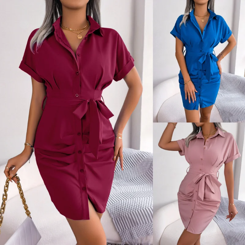 2025 insStyle Real Shot Summer Casual Solid Color Batwing Sleeve Waist-Tight Folding Shirt Dress C001
2025 insStyle Real Shot Summer Casual Solid Color Batwing Sleeve Waist-Tight Folding Shirt Dress C001