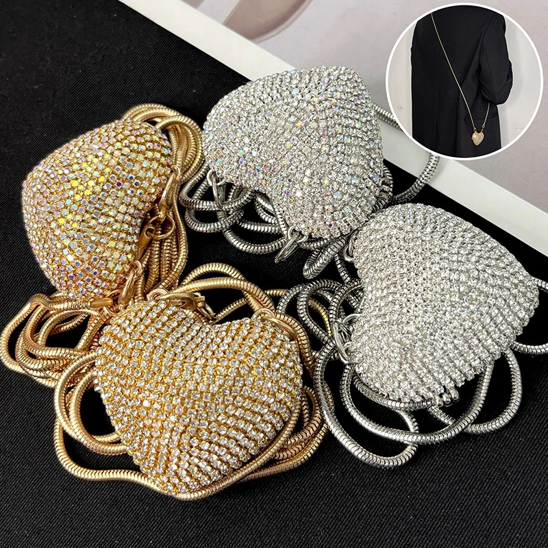 New Style Luxury Mini Peach Heart Diamond Chain Crossbody Bag Handbags For Women Shiny Stone Shoulder Bag Party Cute Purse
New Style Luxury Mini Peach Heart Diamond Chain Crossbody Bag Handbags For Women Shiny Stone Shoulder Bag Party Cute Purse