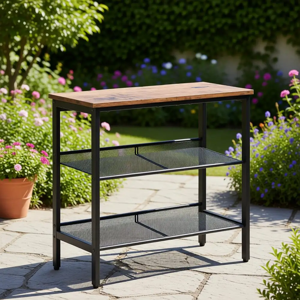 3-Tier Adjustable Shelving Nightstand for Small Spaces - Rustic Brown & Black
3-Tier Adjustable Shelving Nightstand for Small Spaces - Rustic Brown & Black