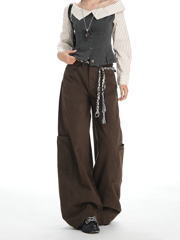 High Waist Wide Leg Denim Jeans Women's Brown Khaki Casual Loose Workwear Pants American Style Slimming High Street
High Waist Wide Leg Denim Jeans Women's Brown Khaki Casual Loose Workwear Pants American Style Slimming High Street