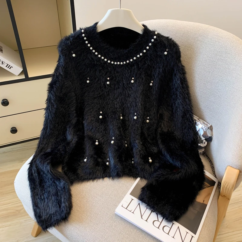 Black Cropped Pearl Sweater Women Fashion Long Sleeve White Knitted Pullovers Elegant Korean Pink Knitwears Winter Chic Jumpers
Black Cropped Pearl Sweater Women Fashion Long Sleeve White Knitted Pullovers Elegant Korean Pink Knitwears Winter Chic Jumpers