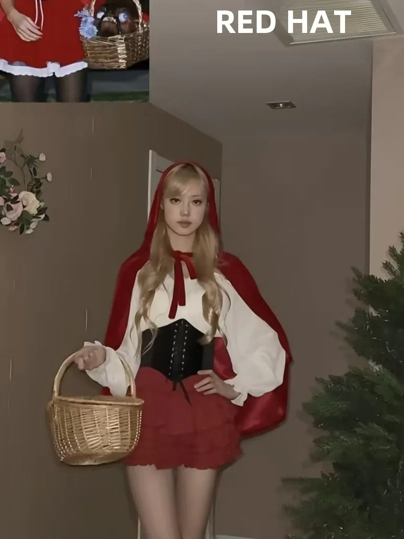 Halloween Short Size Red Riding Hood Costume Inspiration Role-playing Cape with Hat Christmas Robe Women's Ethnic Wear
Halloween Short Size Red Riding Hood Costume Inspiration Role-playing Cape with Hat Christmas Robe Women's Ethnic Wear