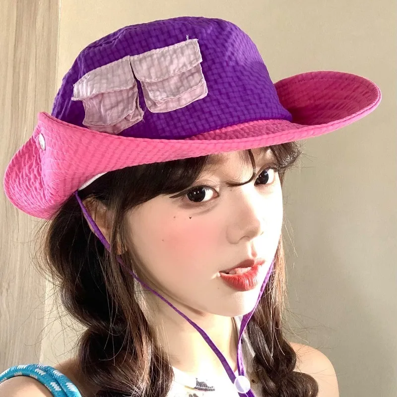 Korean Dopamine Color-blocking Pocket Design Climber Bucket Hat for Men and Women Spring and Summer Large Brim Shade Sun Caps
Korean Dopamine Color-blocking Pocket Design Climber Bucket Hat for Men and Women Spring and Summer Large Brim Shade Sun Caps