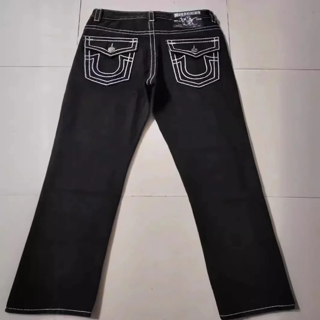 High Street Trendy Jeans White Thick Thread Buddha Religion Straight Casual Pants Men
High Street Trendy Jeans White Thick Thread Buddha Religion Straight Casual Pants Men