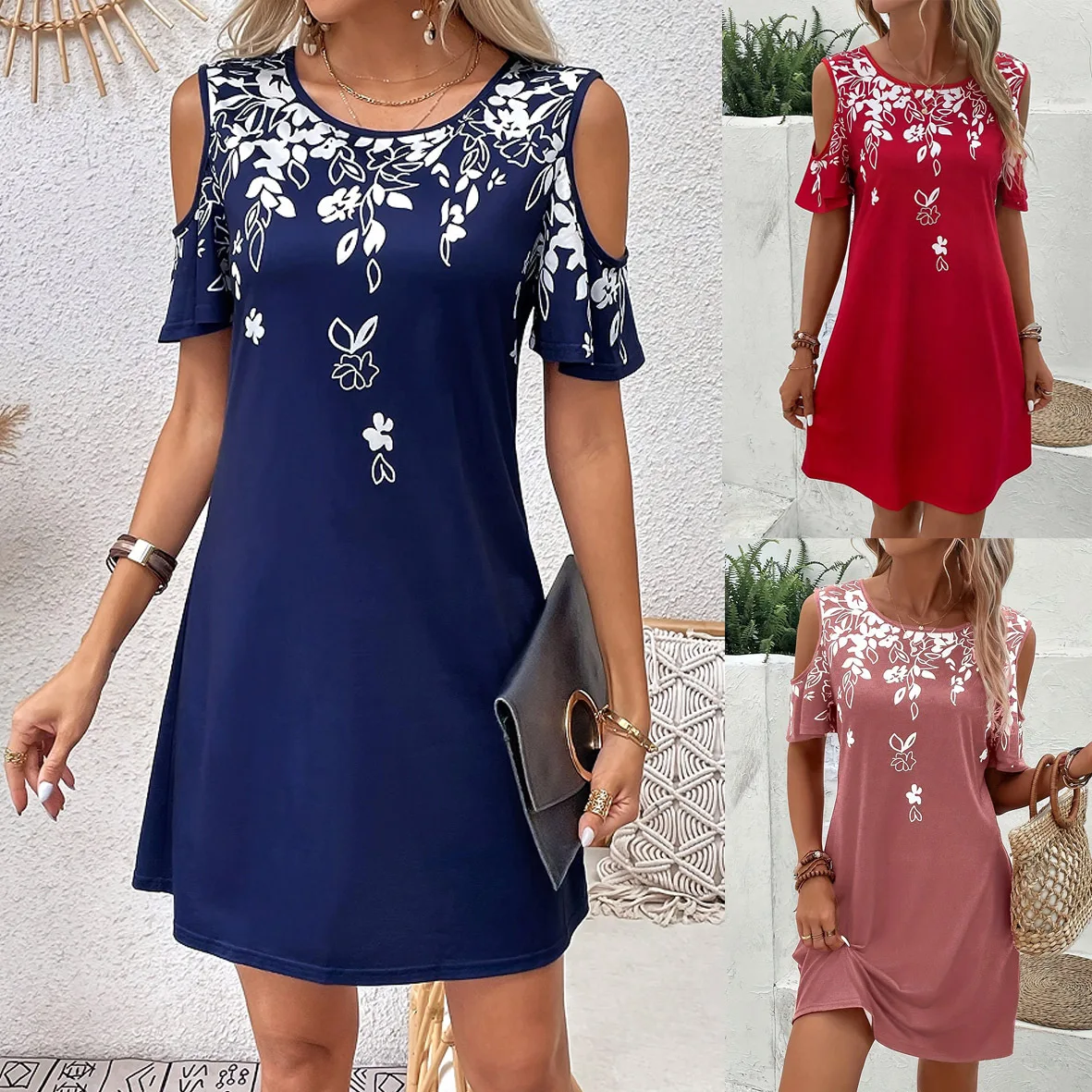 2025 Women's Cold Shoulder Slim Fit Short Sleeve Blue Dress Casual Streetwear Holiday Mini Dress Party Dress Fashion Robes Femme
2025 Women's Cold Shoulder Slim Fit Short Sleeve Blue Dress Casual Streetwear Holiday Mini Dress Party Dress Fashion Robes Femme