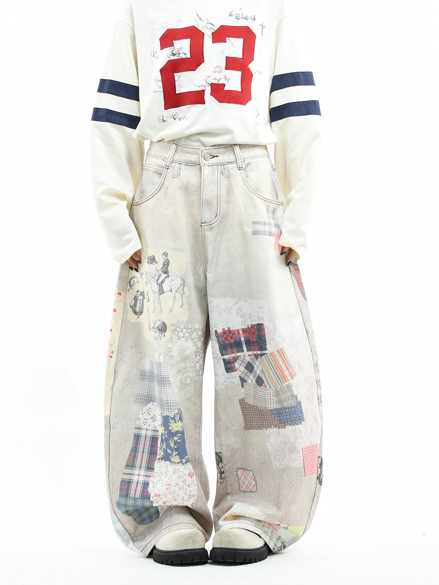 Оригинальные американские ретро-джинсы OV с принтом, широкие, свободные, повседневные, унисекс, длинные брюки-бананы из хлопкового денима
Оригинальные американские ретро-джинсы OV с принтом, широкие, свободные, повседневные, унисекс, длинные брюки-бананы из хлопкового денима