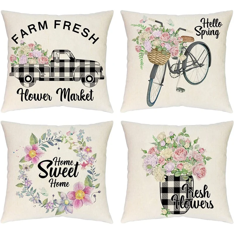T84C-Spring Pillow Covers 18X18 Set Of 4 Outdoor Farmhouse Throw Pillows Spring Decorations Cushion Cases For Home Decor
T84C-Spring Pillow Covers 18X18 Set Of 4 Outdoor Farmhouse Throw Pillows Spring Decorations Cushion Cases For Home Decor